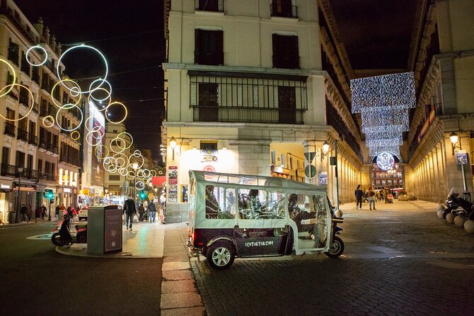 Christmas Lights Tour of Madrid in Eco Tuk Tuk Private - The 59-minute Christmas lights route, stop by stop